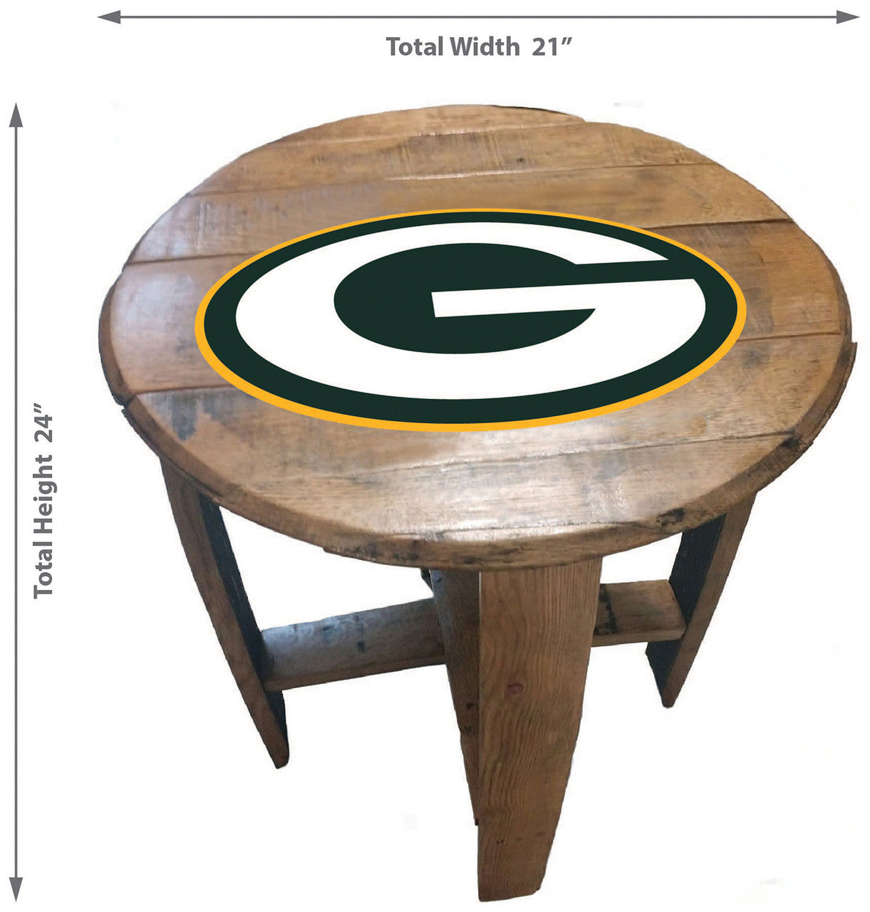 Green Bay Packers Oak Barrel Table