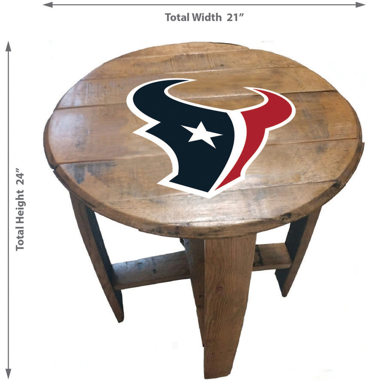 Houston Texans Oak Barrel Table