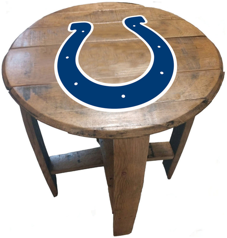 Indianapolis Colts Oak Barrel Table