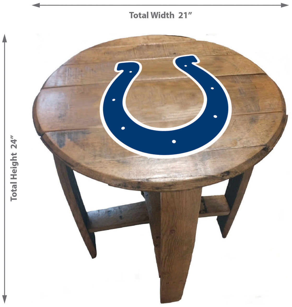 Indianapolis Colts Oak Barrel Table
