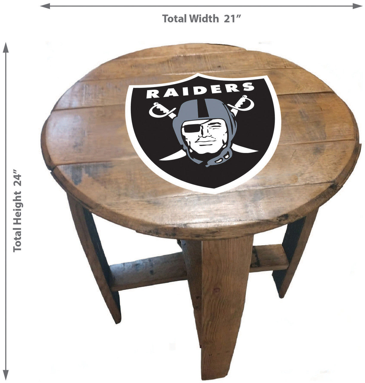 Las Vegas Raiders Oak Barrel Table