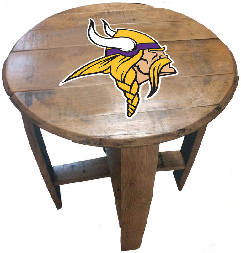 Minnesota Vikings Oak Barrel Table