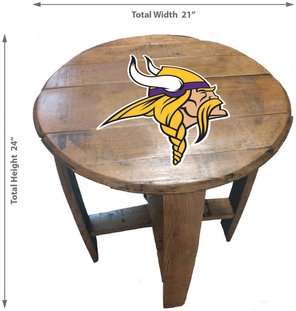 Minnesota Vikings Oak Barrel Table