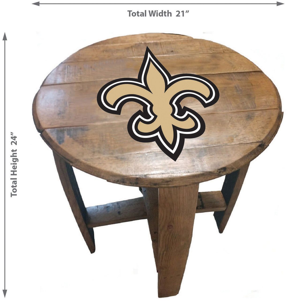 New Orleans Saints Oak Barrel Table
