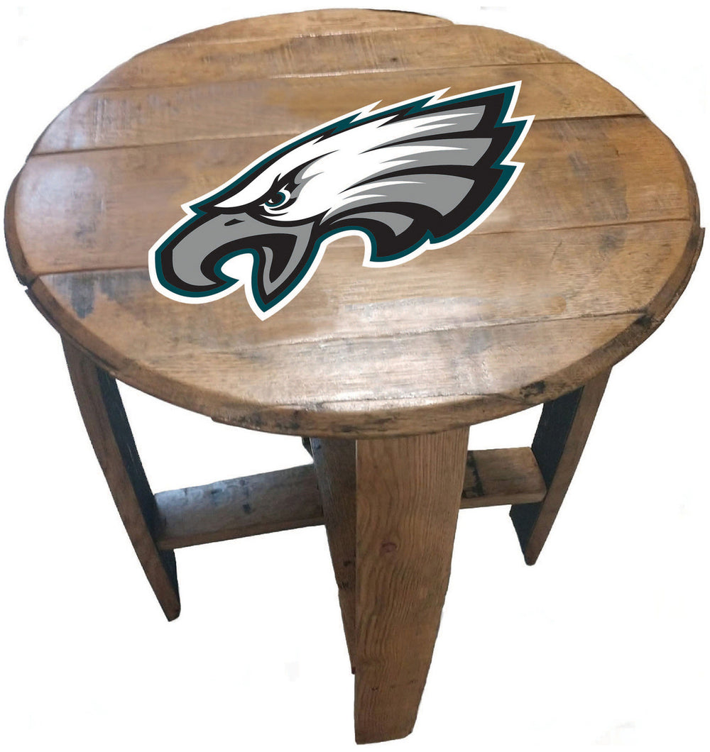 Philadelphia Eagles Oak Barrel Table