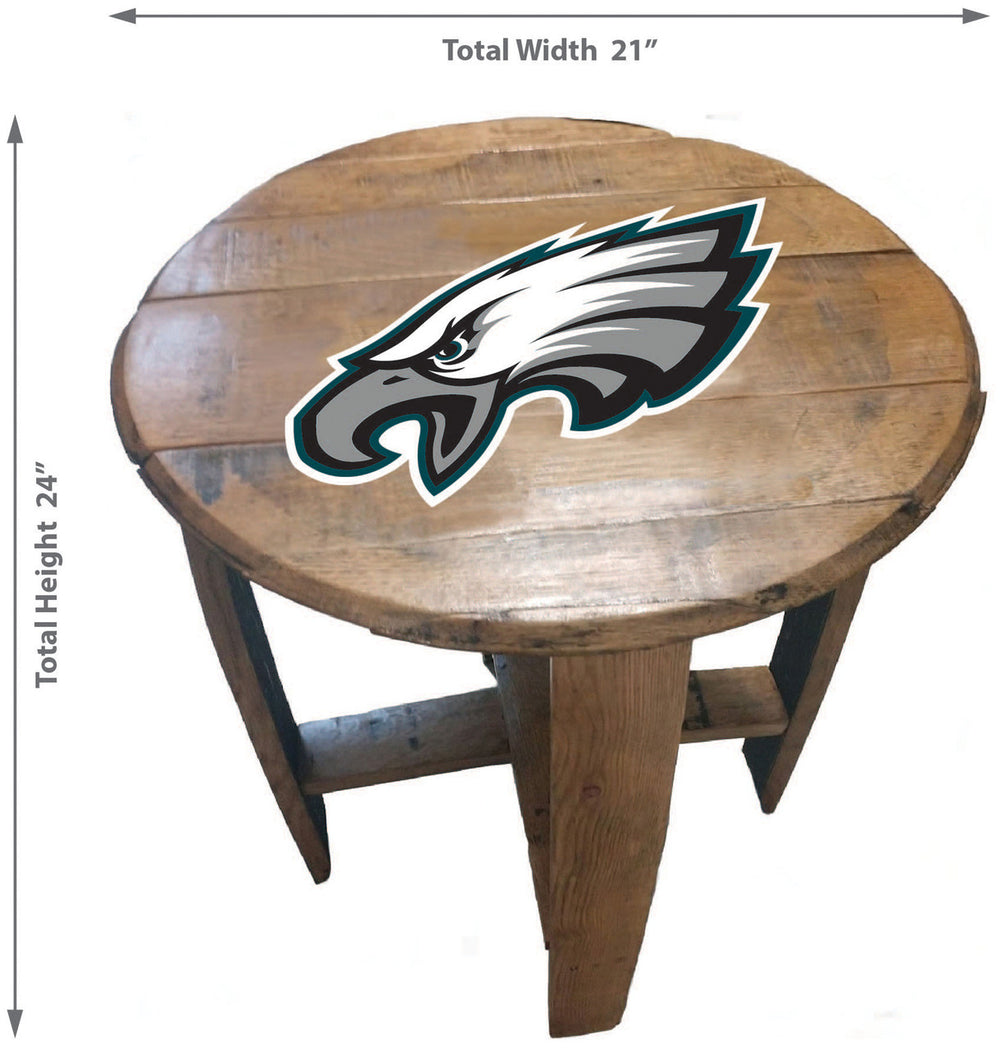 Philadelphia Eagles Oak Barrel Table