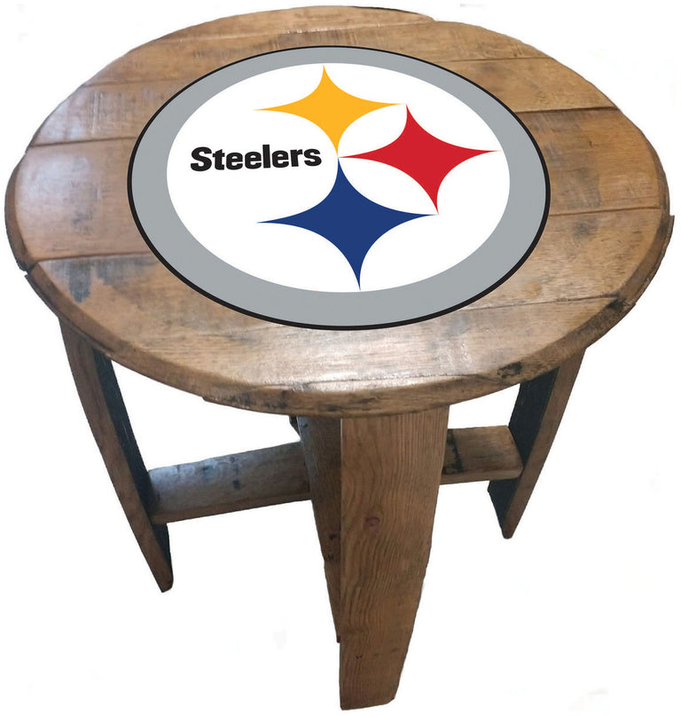 Pittsburgh Steelers Oak Barrel Table