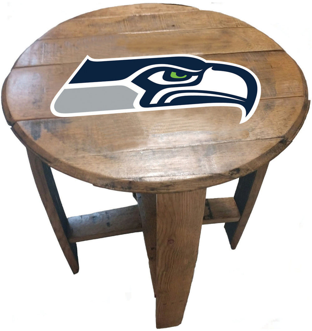 Seattle Seahawks Oak Barrel Table