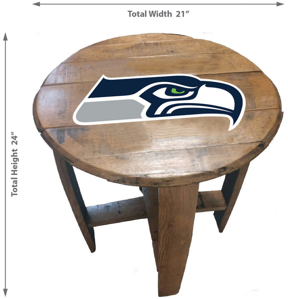 Seattle Seahawks Oak Barrel Table