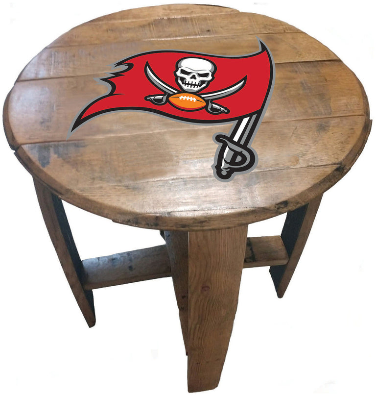 Tampa Bay Buccaneers Oak Barrel Table