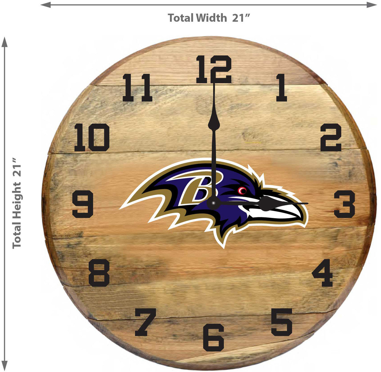 Baltimore Ravens Oak Barrel Clock