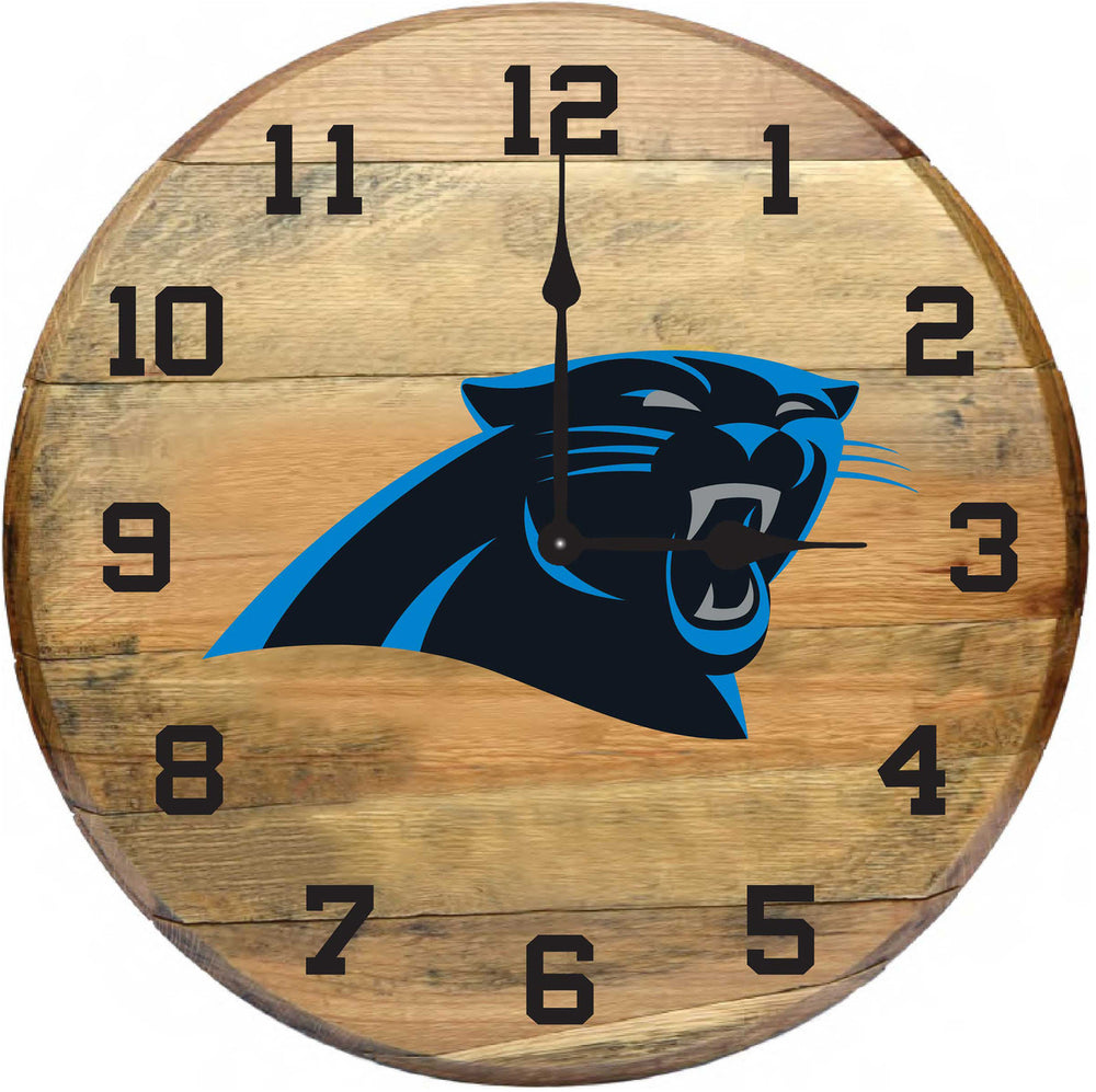 Carolina Panthers Oak Barrel Clock