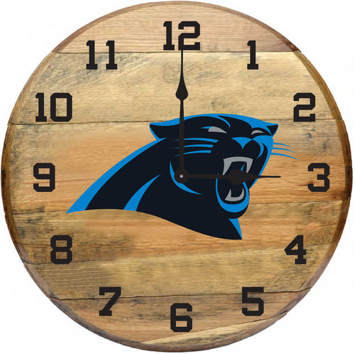 Carolina Panthers Oak Barrel Clock 1