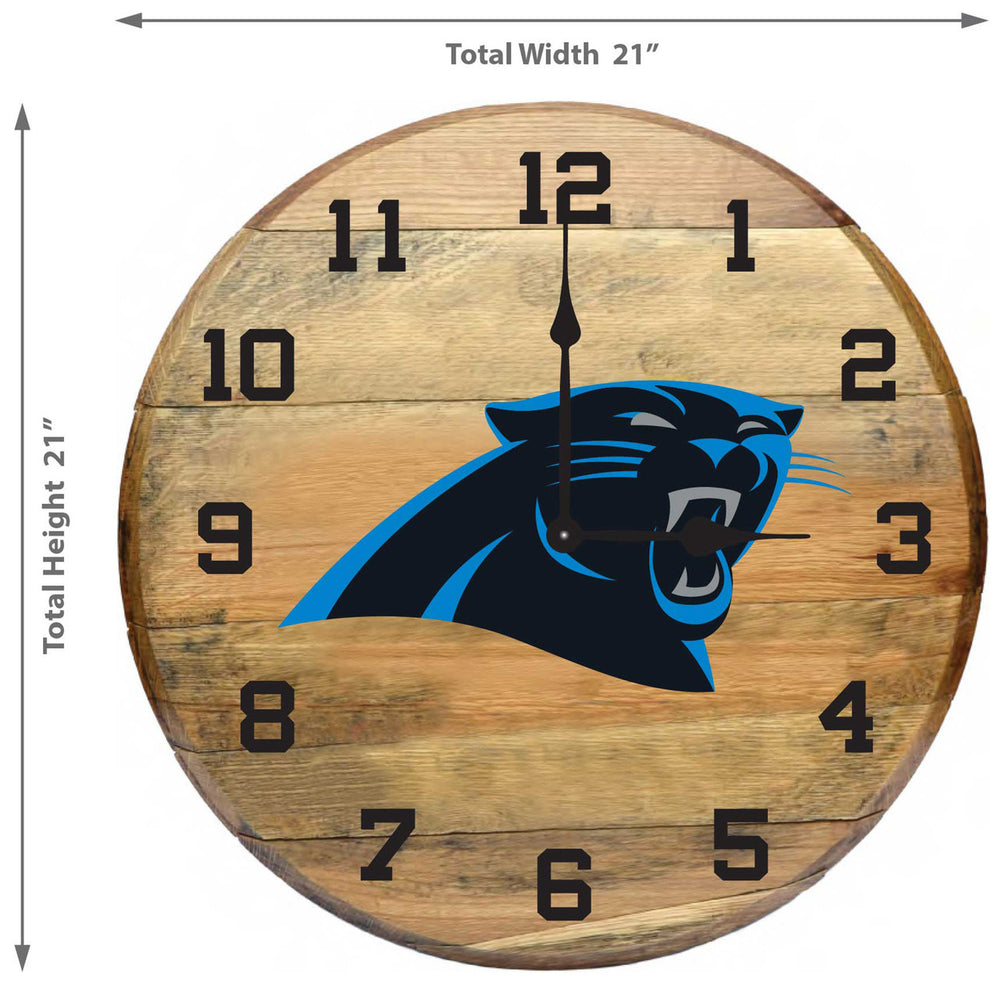 Carolina Panthers Oak Barrel Clock