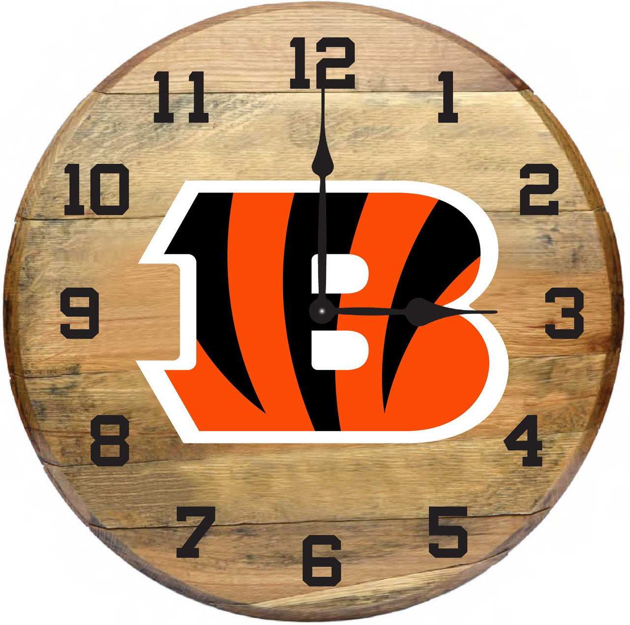 Cincinnati Bengals Oak Barrel Clock