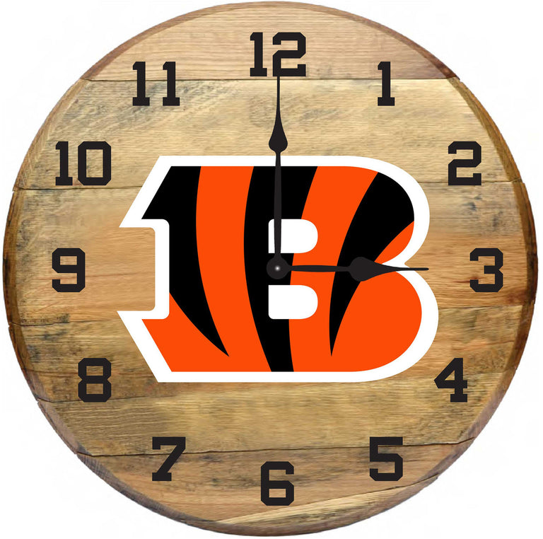 Cincinnati Bengals Oak Barrel Clock