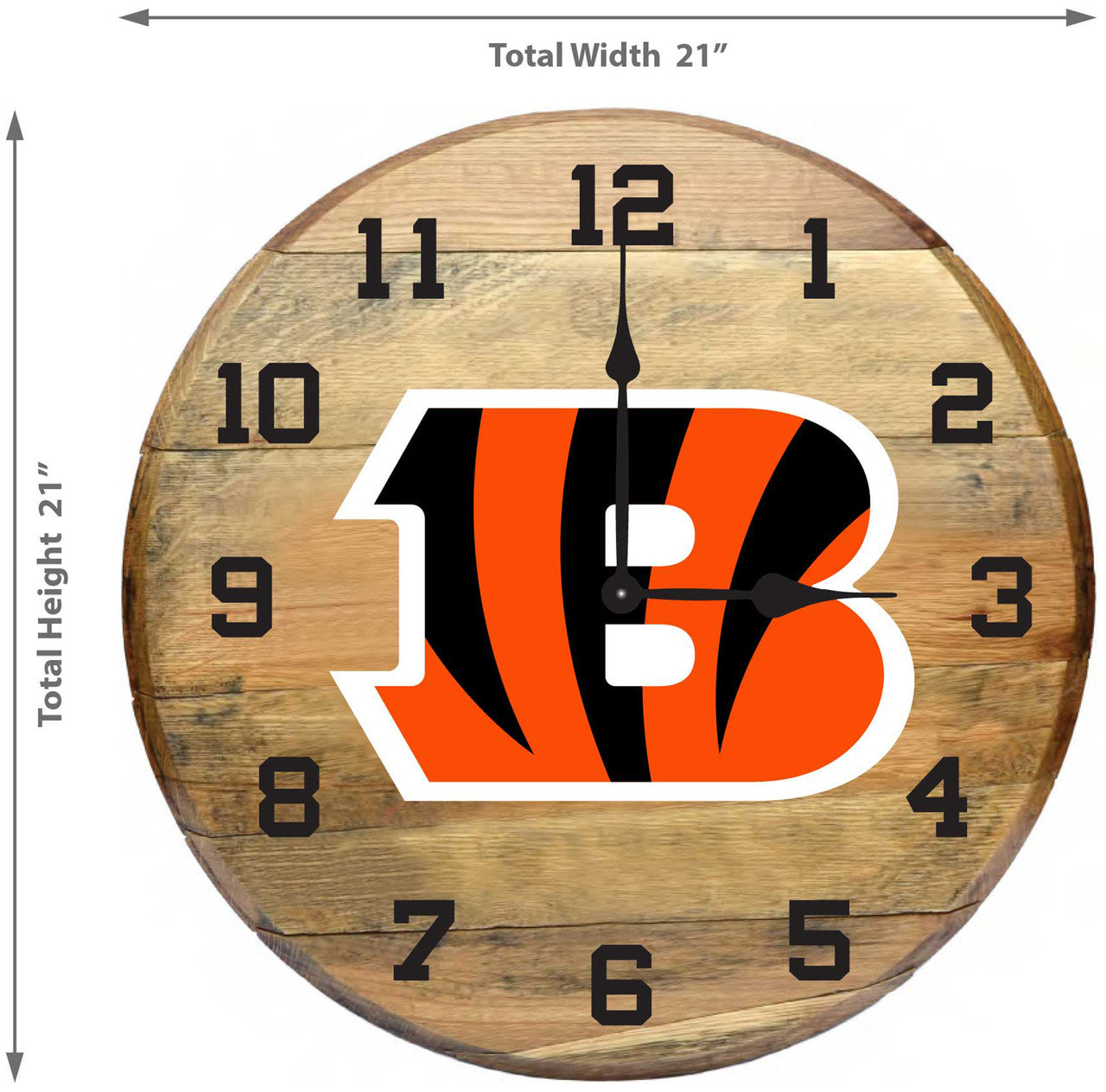 Cincinnati Bengals Oak Barrel Clock