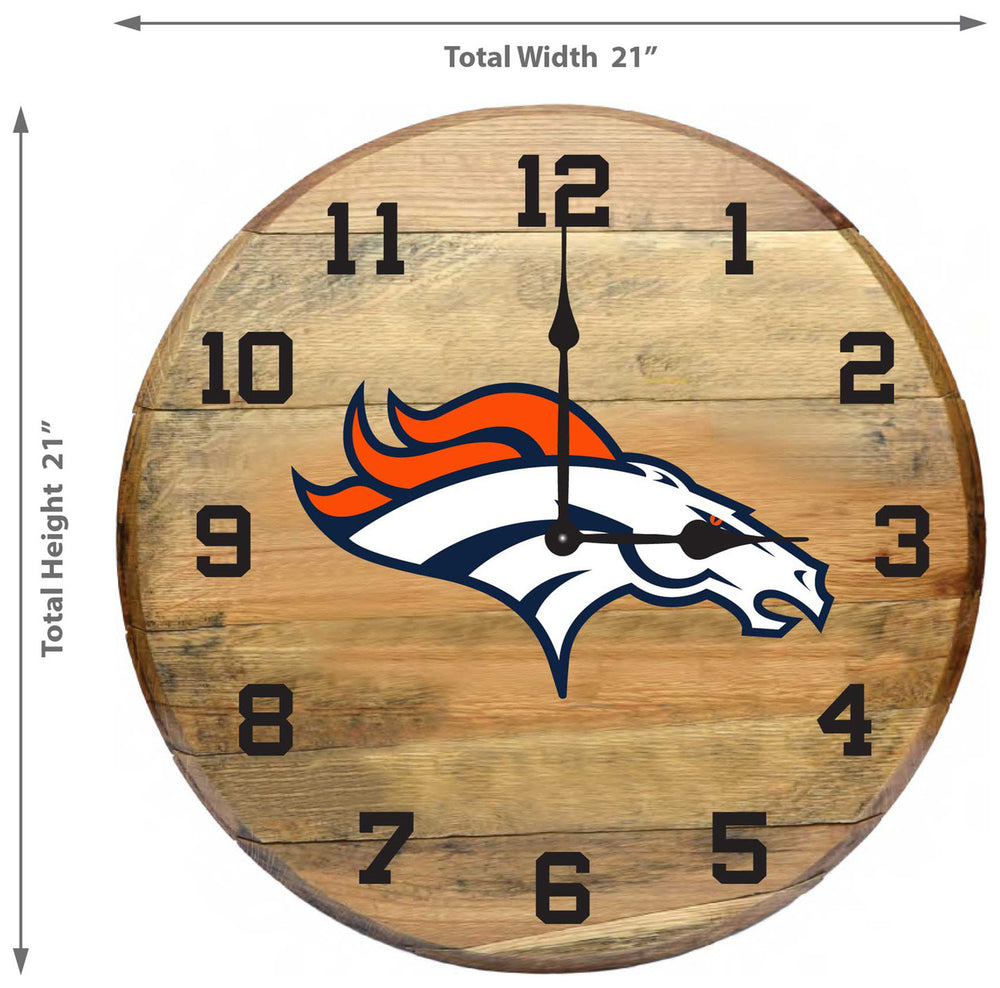 Denver Broncos Oak Barrel Clock