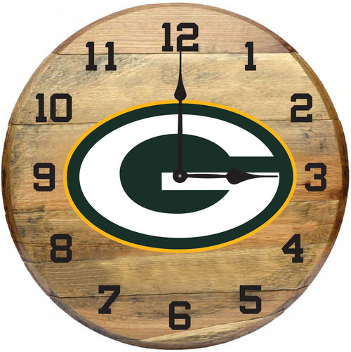 Green Bay Packers Oak Barrel Clock 1