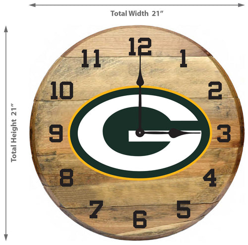 Green Bay Packers Oak Barrel Clock 2