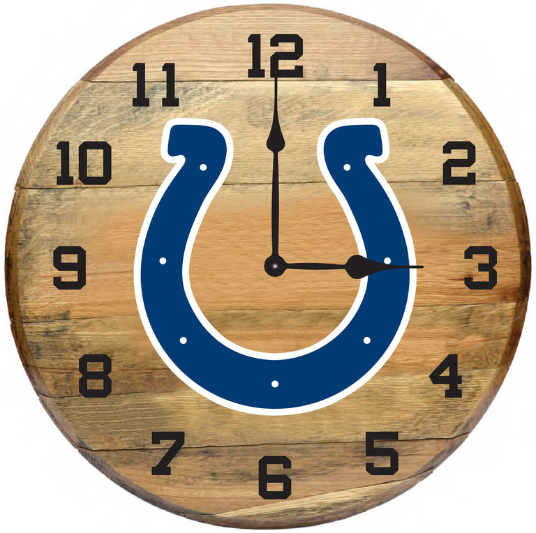 Indianapolis Colts Oak Barrel Clock