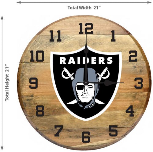 Las Vegas Raiders Oak Barrel Clock 2