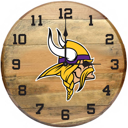 Minnesota Vikings Oak Barrel Clock 1