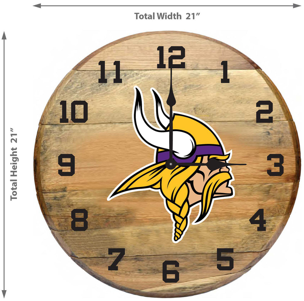 Minnesota Vikings Oak Barrel Clock