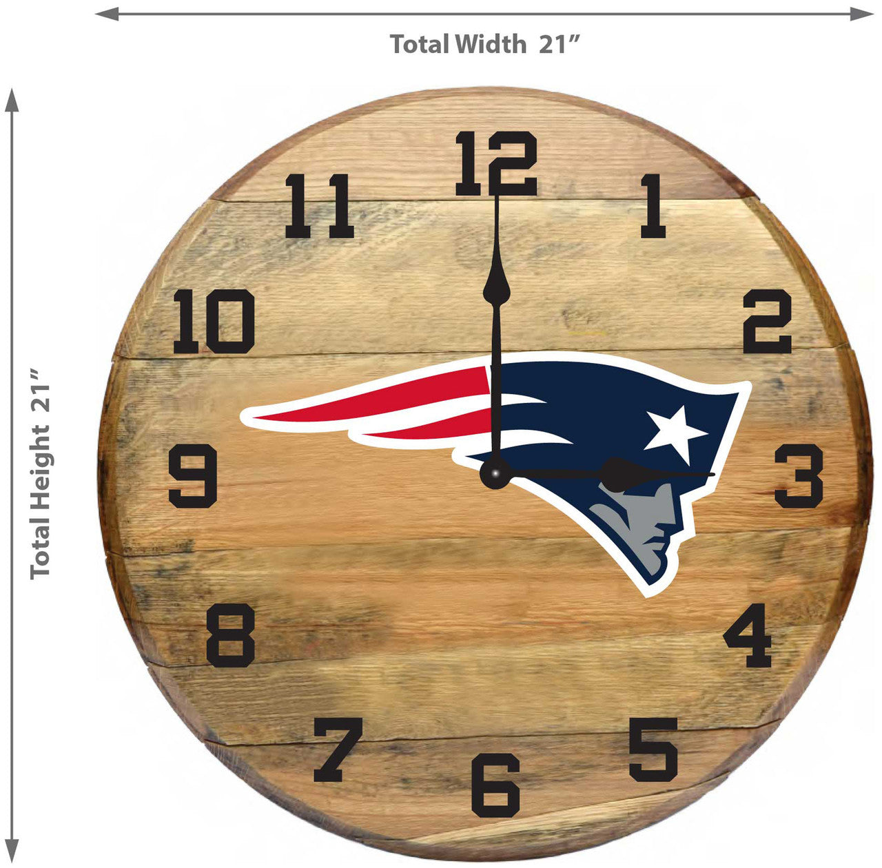 New England Patriots Oak Barrel Clock