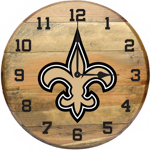 New Orleans Saints Oak Barrel Clock 1