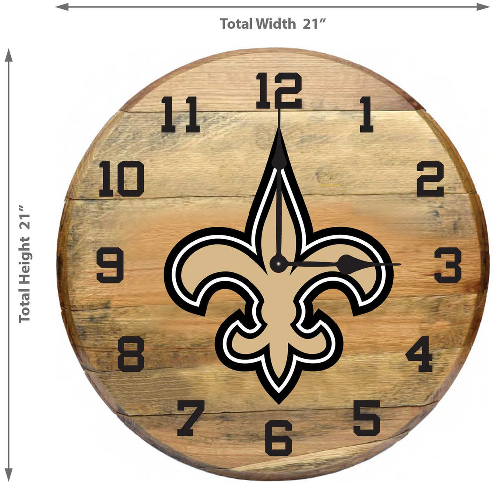 New Orleans Saints Oak Barrel Clock