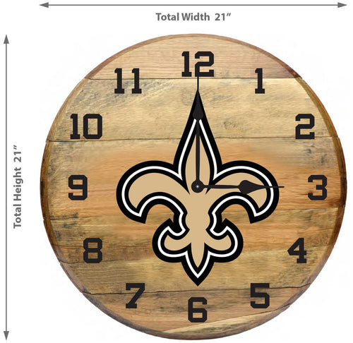 New Orleans Saints Oak Barrel Clock 2