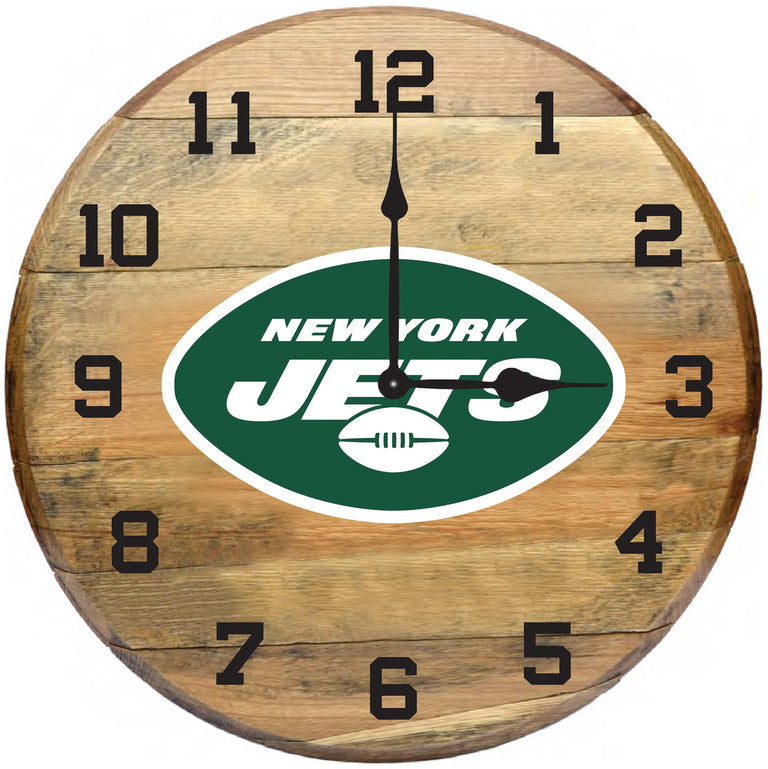 New York Jets Oak Barrel Clock