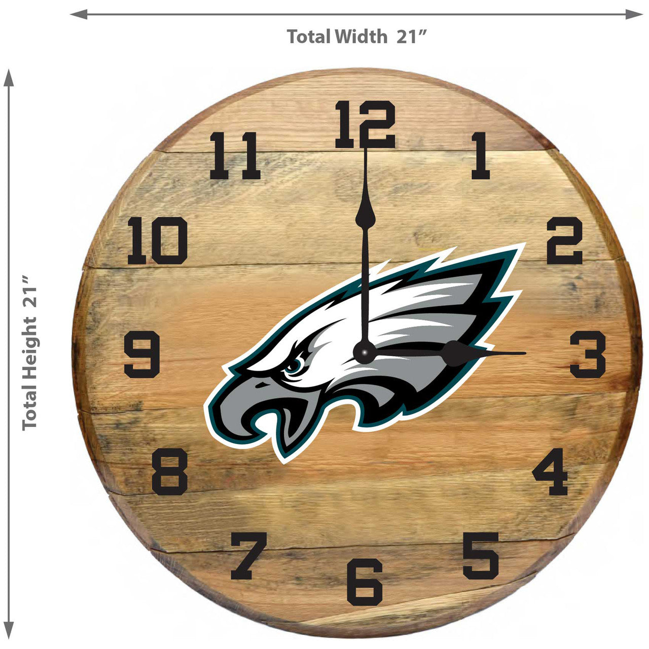 Philadelphia Eagles Oak Barrel Clock