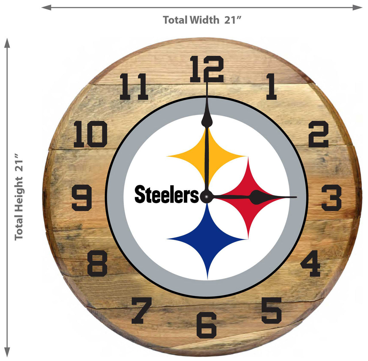 Pittsburgh Steelers Oak Barrel Clock