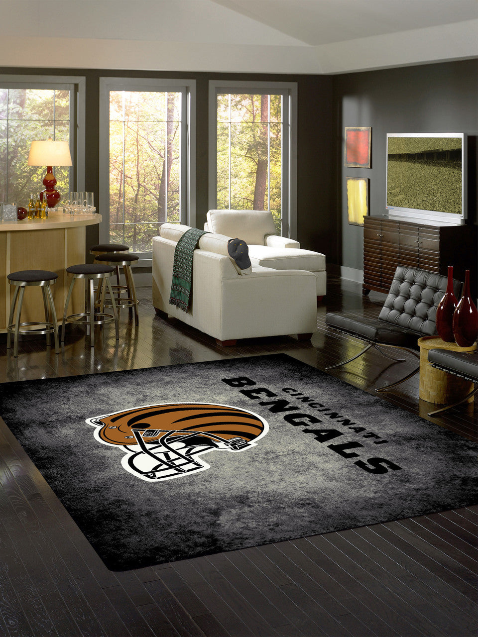 Cincinnati Bengals Rug Distressed
