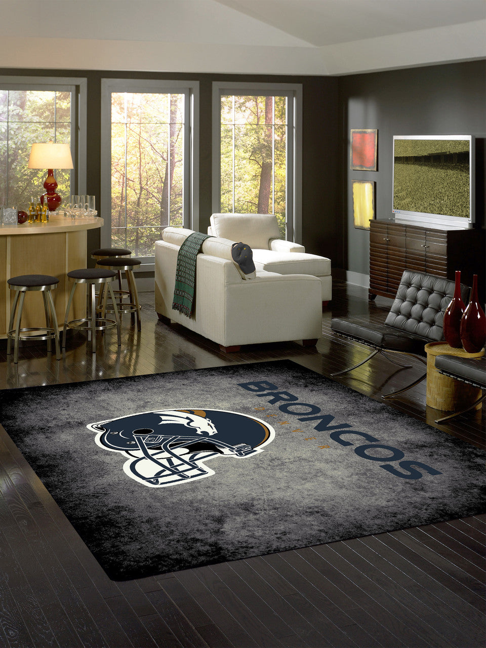 Denver Broncos Rug Distressed