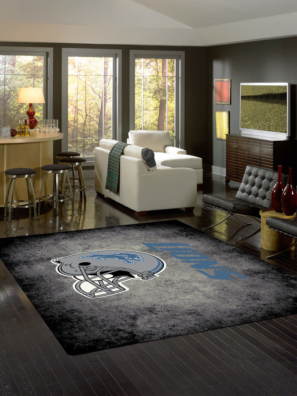 Detroit Lions Rug Distressed