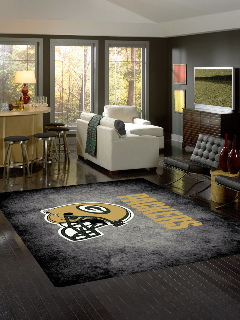 Green Bay Packers Rug Distressed