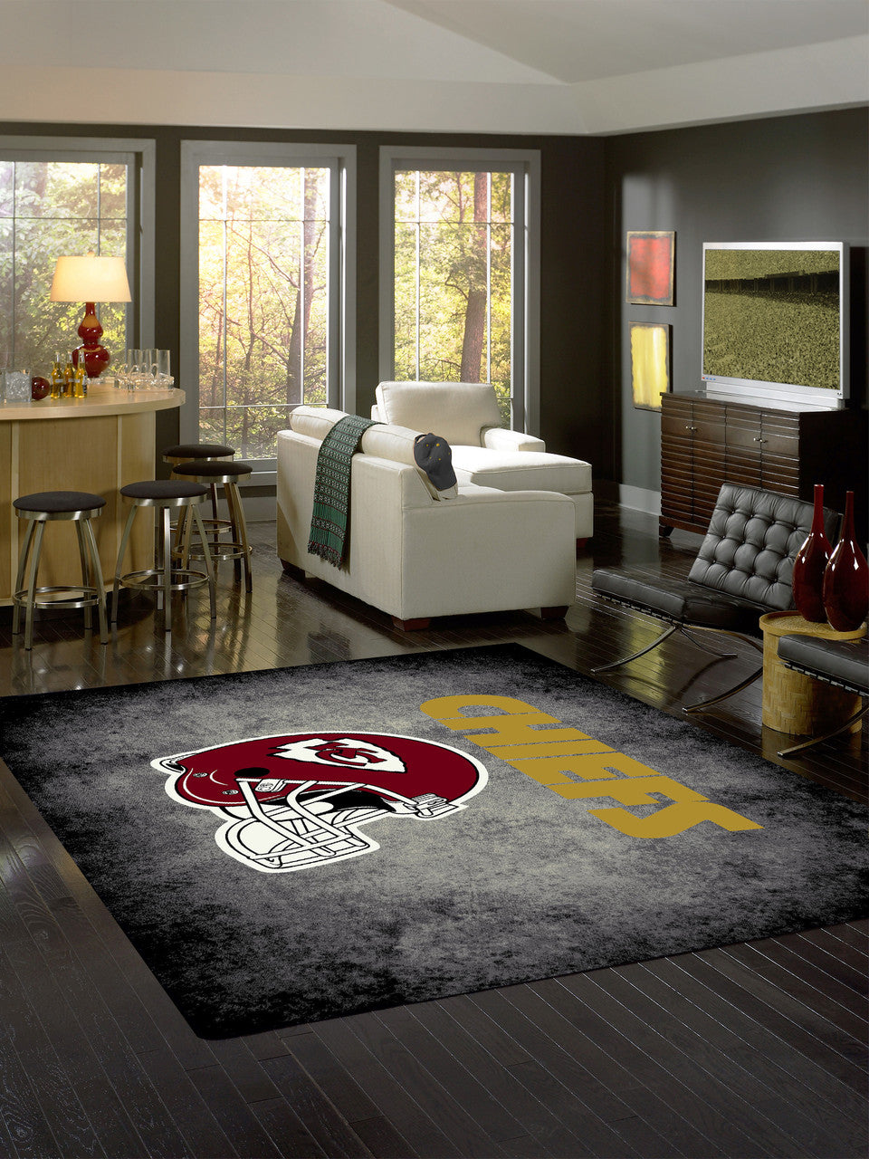 Kansas City Chiefs Rug Distressed