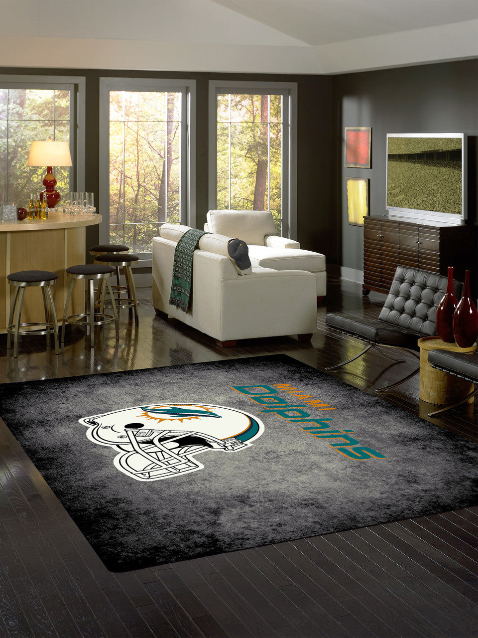 Miami Dolphins Rug Distressed