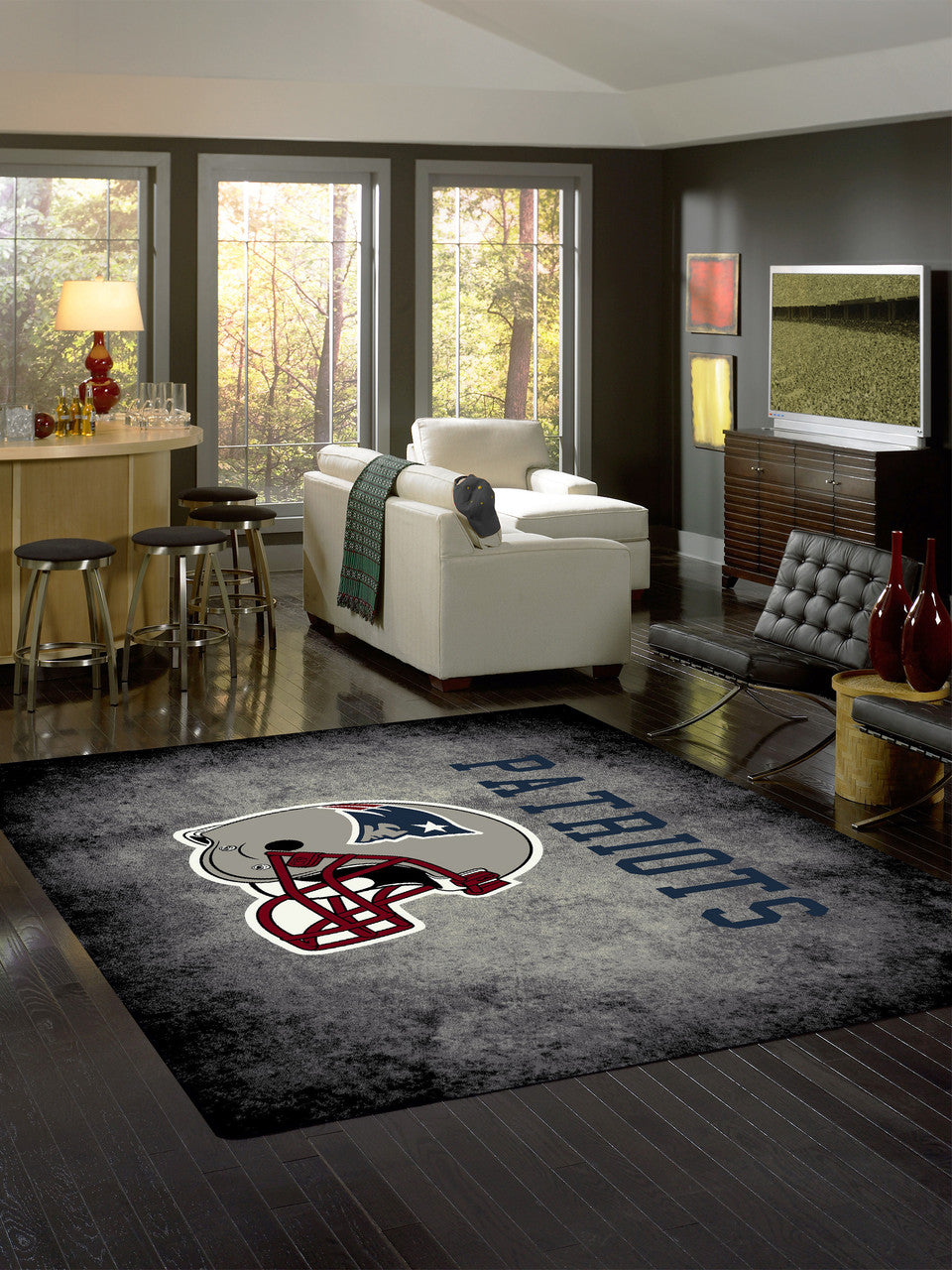 New England Patriots Rug Distressed