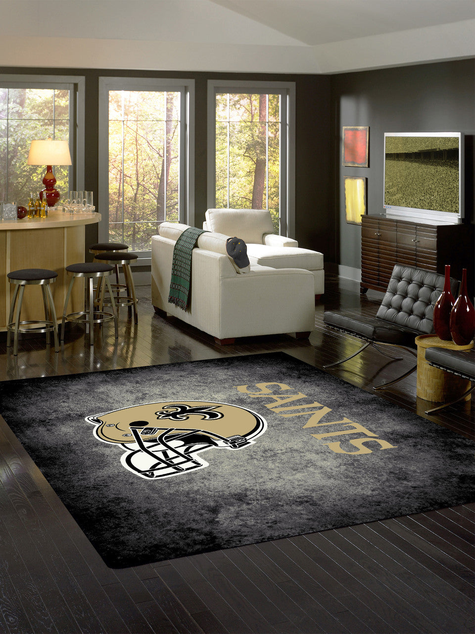 New Orleans Saints Rug Distressed