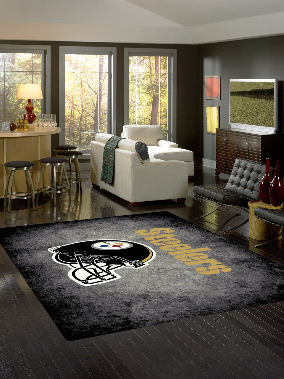 Pittsburgh Steelers Rug Distressed