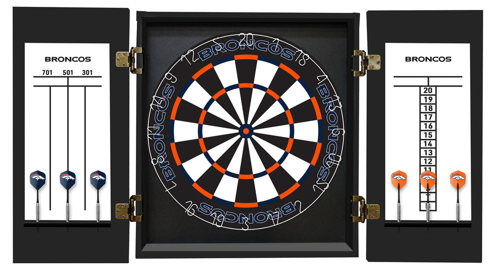 Denver Broncos Dartboard Cabinet Set Fan's Choice