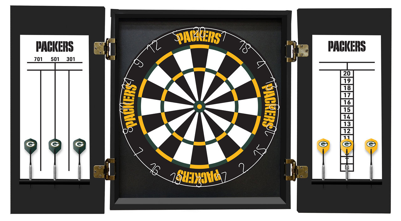 Green Bay Packers Dartboard Cabinet Set Fan's Choice