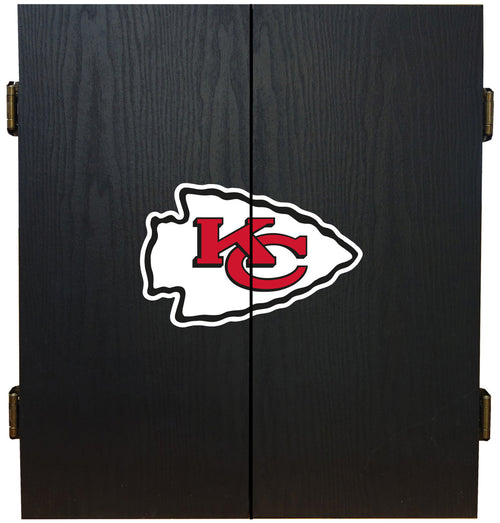 Kansas City Chiefs Dartboard Cabinet Set Fan's Choice 1