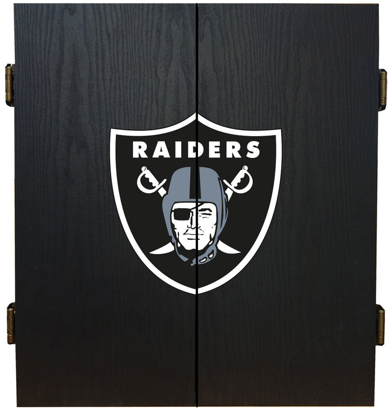 Las Vegas Raiders Dartboard Cabinet Set Fan's Choice