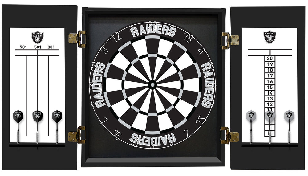 Las Vegas Raiders Dartboard Cabinet Set Fan's Choice