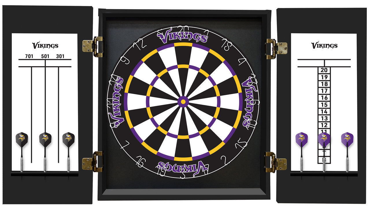 Minnesota Vikings Dartboard Cabinet Set Fan's Choice